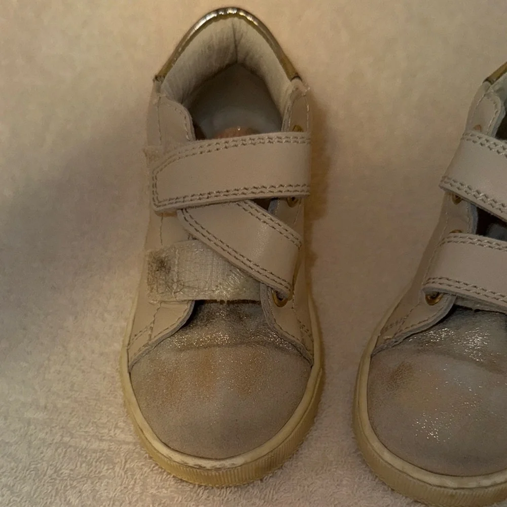 Alcott Cream and Silver Velcro Sneakers